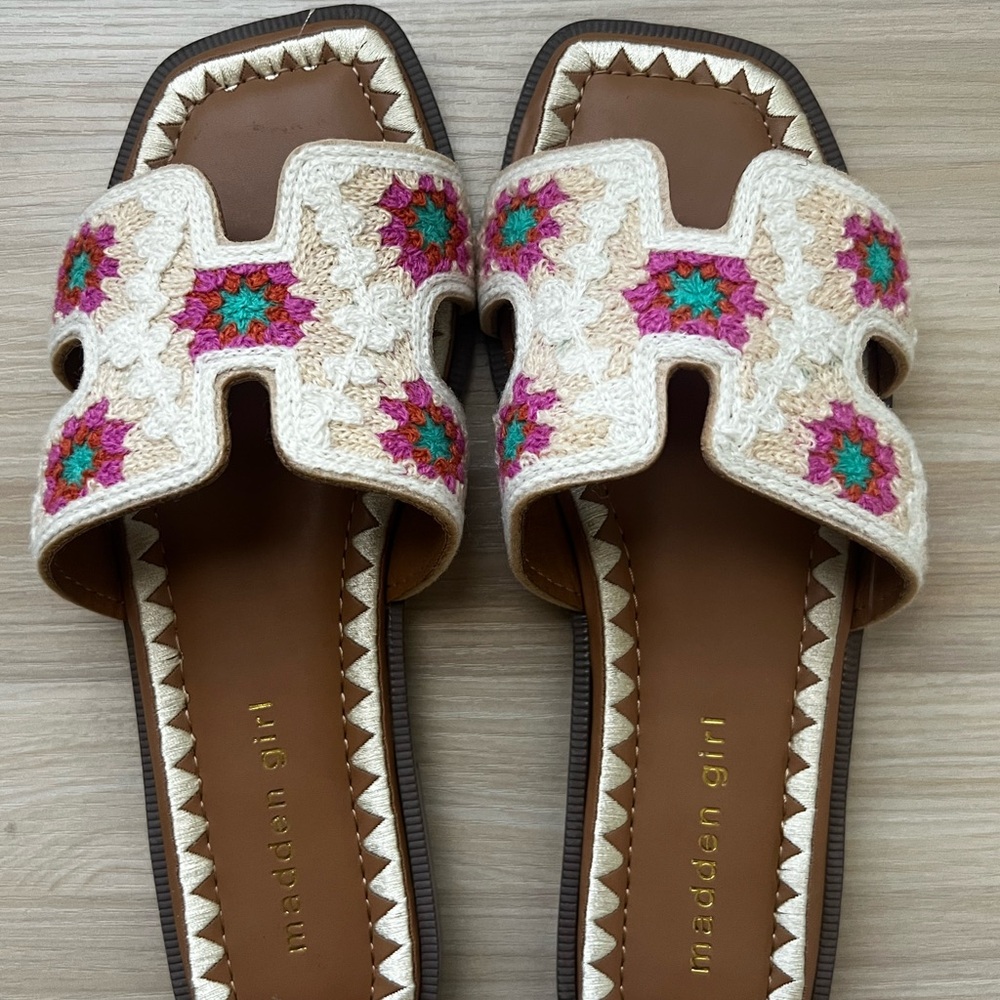 Madden Girl Multicolor Embroidered Sandals